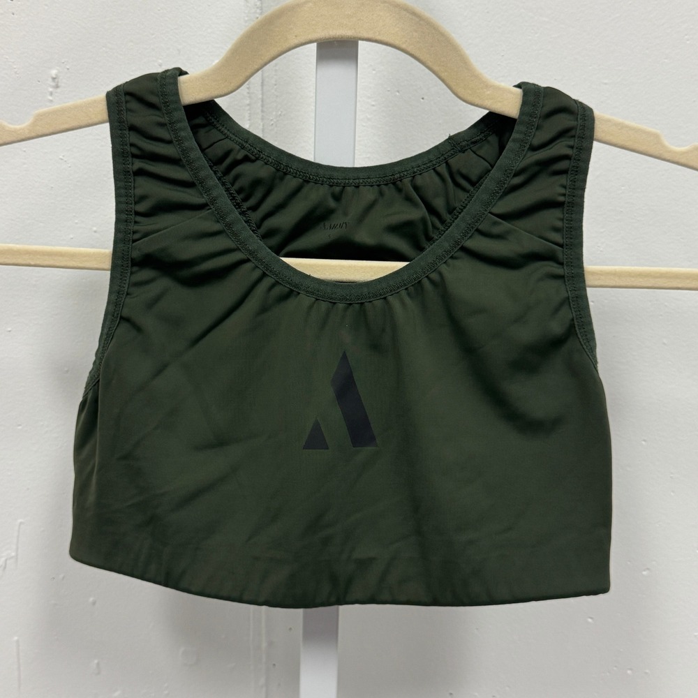 AARMY Racerback Sports Bra Small Logo Activewear Workout Top Olive Green